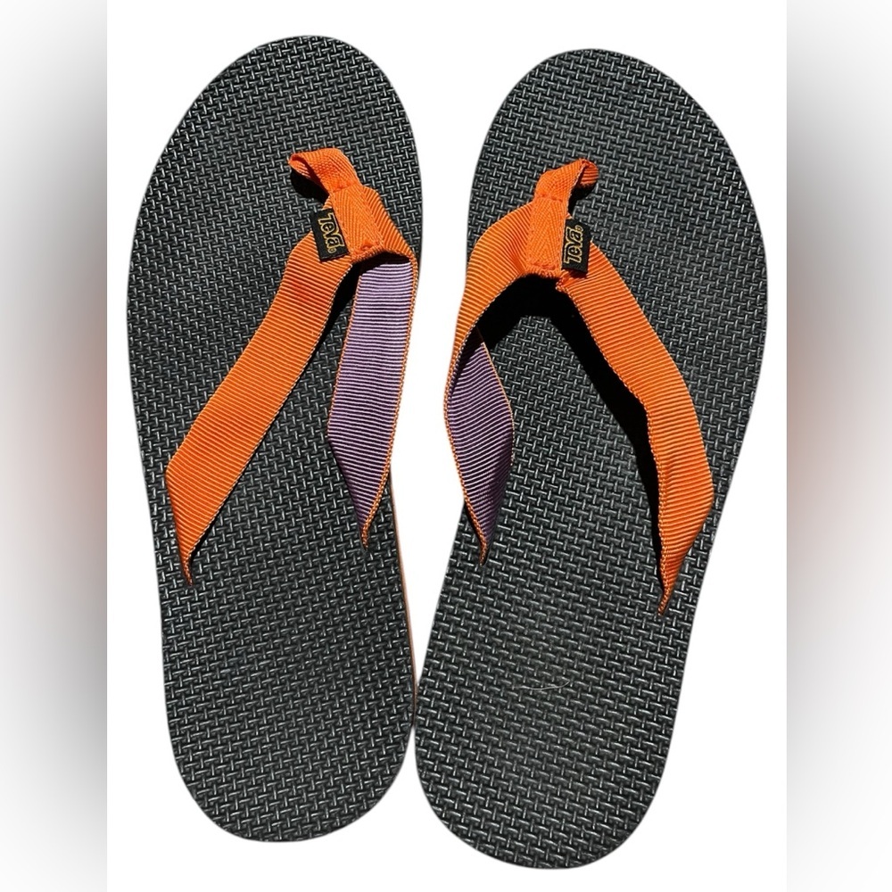 Teva Black and Orange Flip Flops